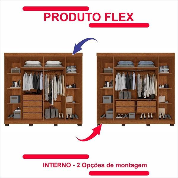 Imagem de Guarda-Roupa Casal 100% Mdf 6 Portas Com Espelho 4 Gavetas Londres Prime Imop Cinamomo