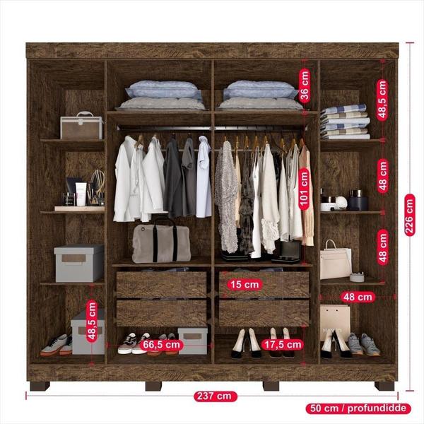 Imagem de Guarda-Roupa Casal 100% Mdf 6 Portas Com Espelho 4 Gavetas Londres Prime Imop Wengue Naturale