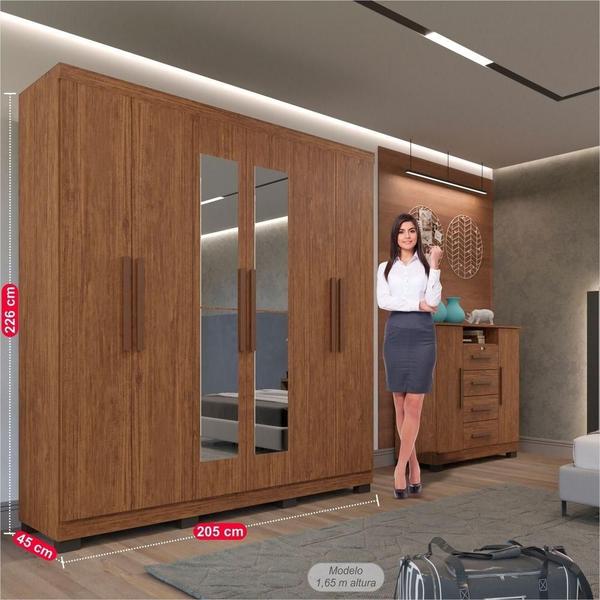 Imagem de Guarda-Roupa Casal 100% Mdf 6 Portas Com Espelho 4 Gavetas Sevilha Prime Imop Cinamomo