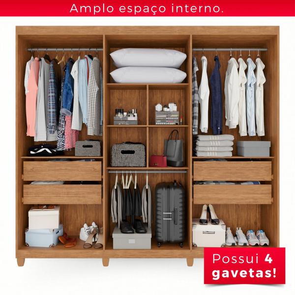 Imagem de Guarda-Roupa Casal 100% MDF 6 Portas e 4 Gavetas Espanha - Tudo de Móveis