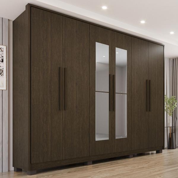 Imagem de Guarda-Roupa Casal 100% MDF 6 Portas e 6 Gavetas Premium Com Espelho - Tudo de Móveis