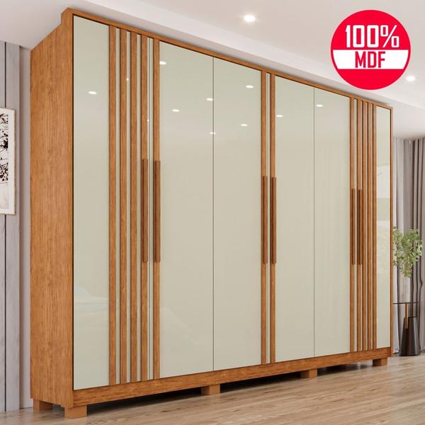 Imagem de Guarda-Roupa Casal 100% MDF 6 Portas e 6 Gavetas Premium Ripado - Tudo de Móveis