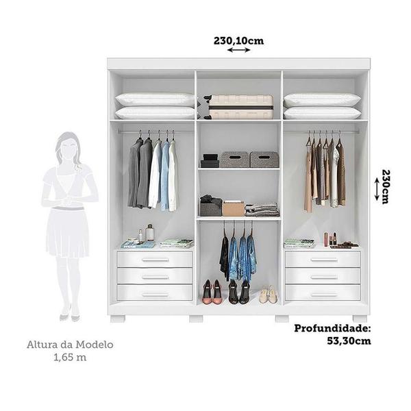 Imagem de Guarda Roupa Casal 100% Mdf 6 Portas Ripado 6 Gavetas Eliza Acp Móveis Branco/Cinamomo