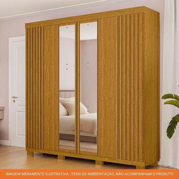 Imagem de Guarda Roupa Casal 100% Mdf 6 Portas Ripado 6 Gavetas Eliza Acp Móveis Cinamomo