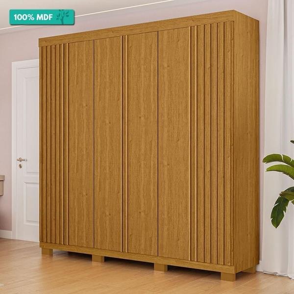 Imagem de Guarda Roupa Casal 100% Mdf 6 Portas Ripado 6 Gavetas Eliza Acp Móveis Cinamomo