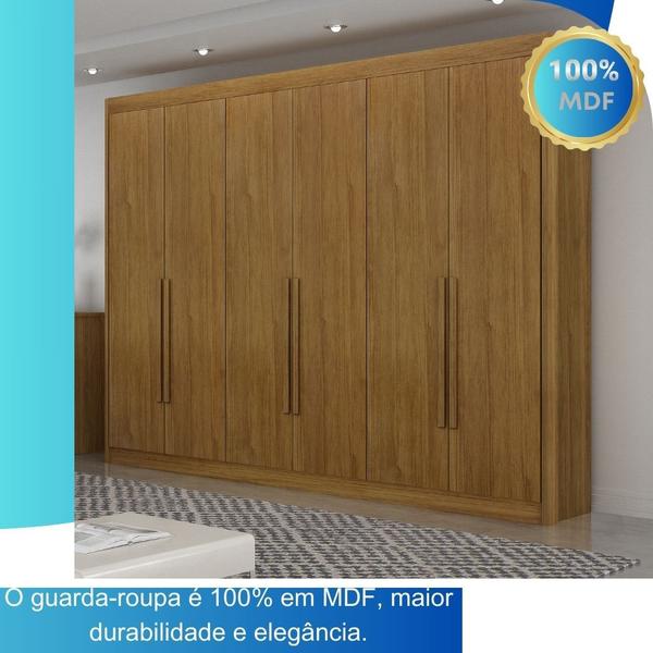 Imagem de Guarda Roupa Casal 100% MDF 6Pts 6Gav New Diamante Leifer Móveis Freijó