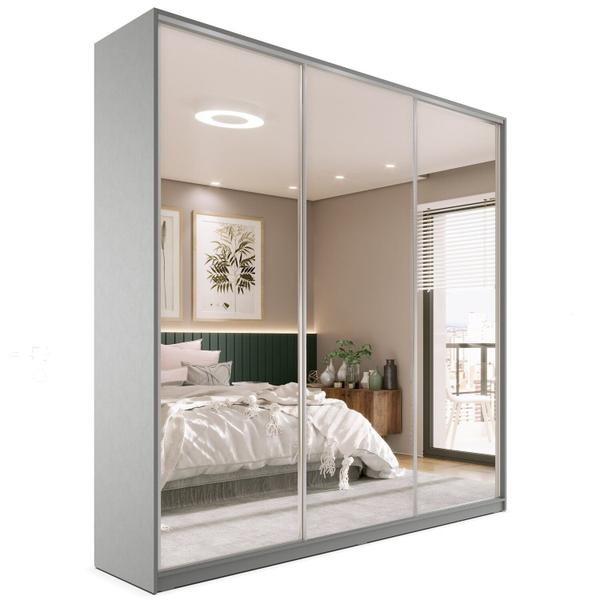 Imagem de Guarda-roupa Casal 100% Mdf Bp com 3 Portas Espelho Zermatt