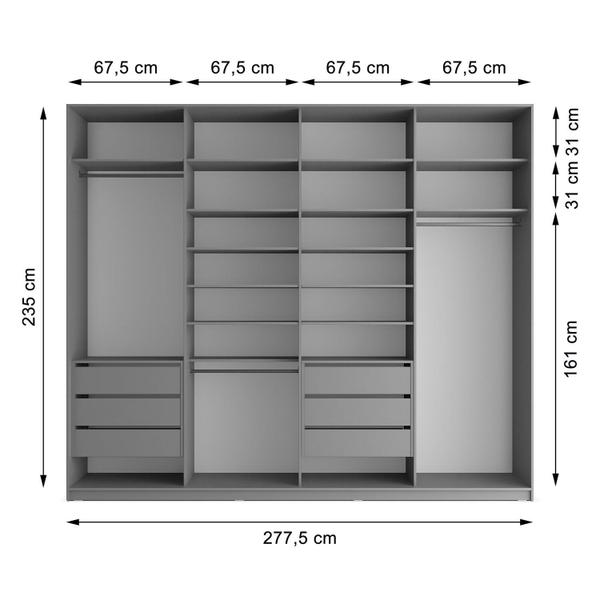 Imagem de Guarda-roupa Casal 100% Mdf Bp com 4 Portas e 2 Espelhos Zermatt