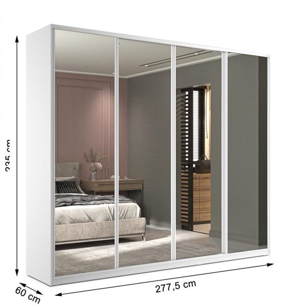 Imagem de Guarda Roupa Casal 100% MDF BP com 4 Portas Espelhos Zermatt