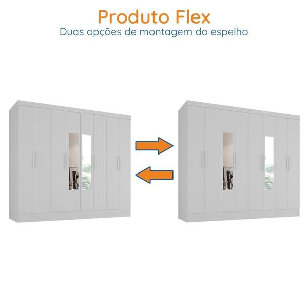 Imagem de Guarda-roupa Casal 100% MDF com Espelho 8 Portas 4 Gavetas Jatobá Yescasa