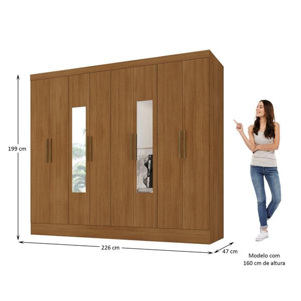 Imagem de Guarda-roupa Casal 100% MDF com Espelho 8 Portas 4 Gavetas Jatobá Yescasa