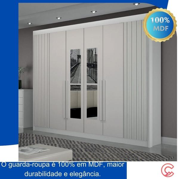 Imagem de Guarda-Roupa Casal 100% MDF com Espelhos 6 Portas 6 Gavetas São Carlos - Leifer Móveis