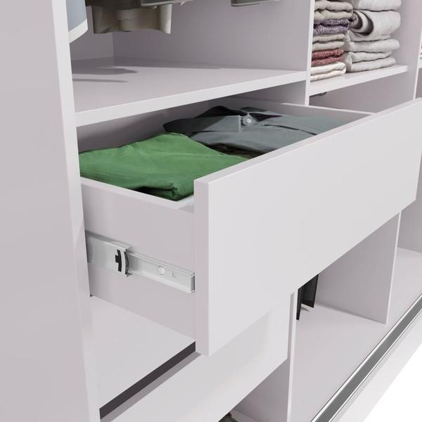 Imagem de Guarda-Roupa Casal 100% MDF Kappesberg 2 Portas de Correr com Espelhos 6 Gavetas Branco/Nogueira