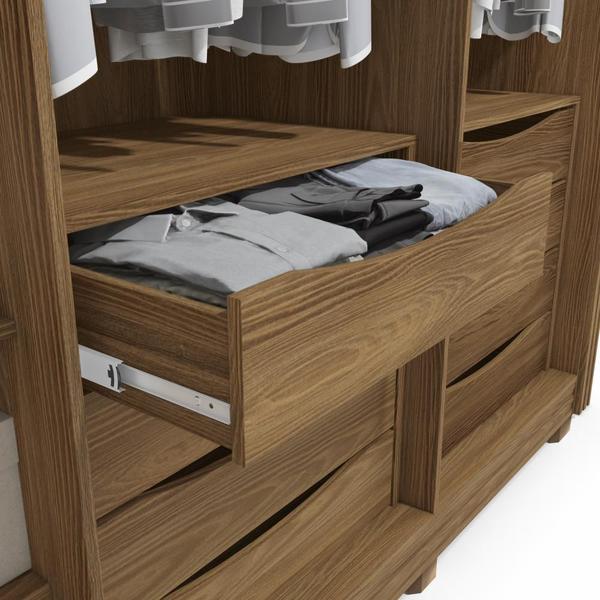 Imagem de Guarda-Roupa Casal 100% MDF Kappesberg c/Pés e 16 Espelhos 6 Portas 8 Gavetas Nogueira