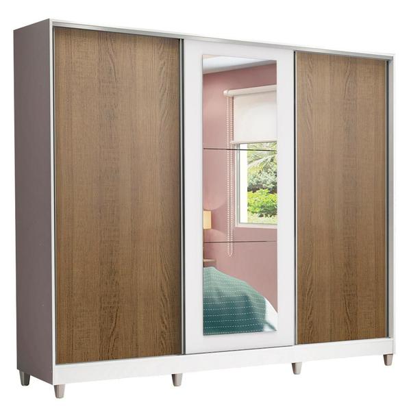 Imagem de Guarda Roupa Casal 100% MDF Madesa Eros 3 Portas de Correr com Espelho com Pés