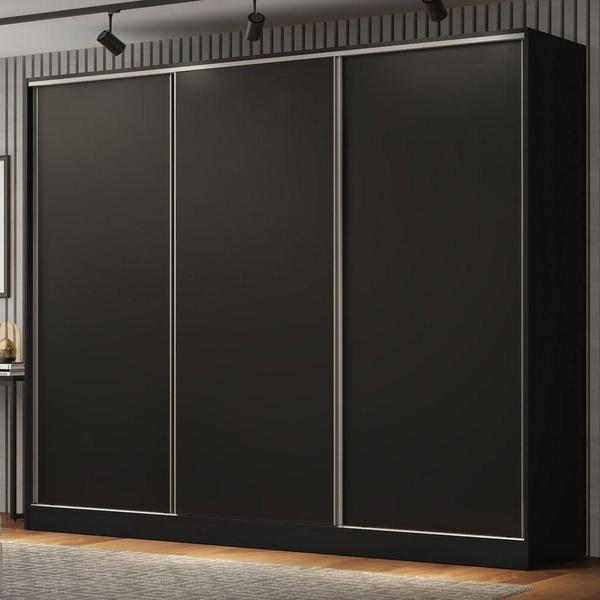 Imagem de Guarda Roupa Casal 100% MDF Madesa Royale 3 Portas de Correr - Preto