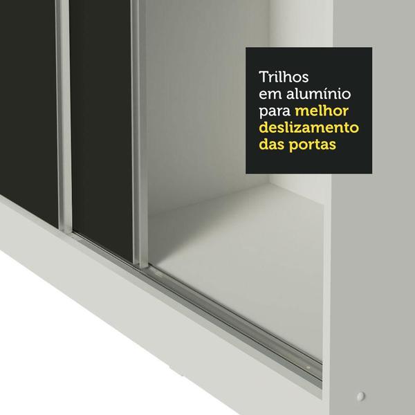 Imagem de Guarda Roupa Casal 100% MDF Madesa Zurique 3 Portas de Correr - Branco/Preto