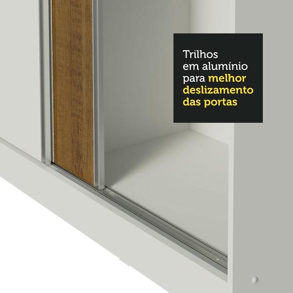 Imagem de Guarda Roupa Casal 100% MDF Madesa Zurique 3 Portas de Correr - Branco/Rustic/Branco