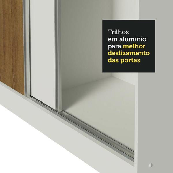 Imagem de Guarda Roupa Casal 100% MDF Madesa Zurique 3 Portas de Correr com Pés - Branco/Branco/Rustic