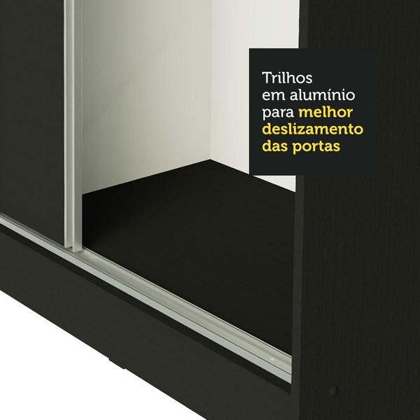 Imagem de Guarda Roupa Casal 100% MDF Madesa Zurique 3 Portas de Correr - Preto/Preto/Branco