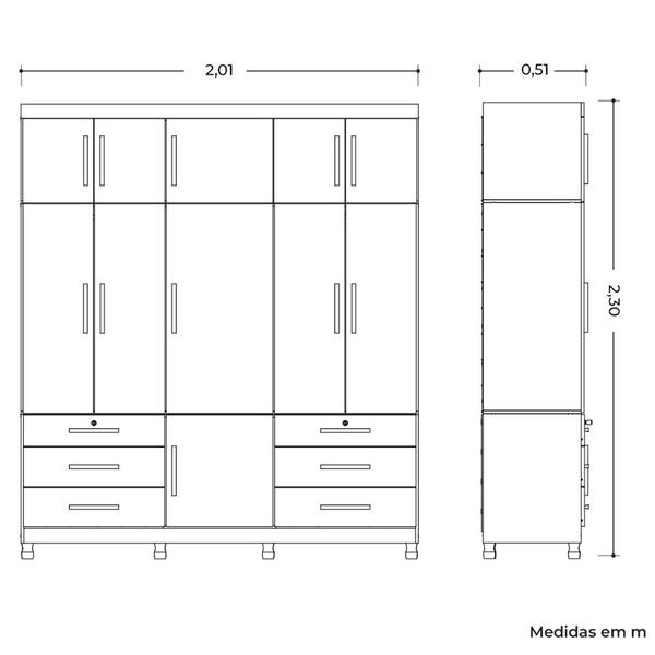 Imagem de Guarda Roupa Casal 11 Portas 6 Gavetas Triton Plus Albatroz