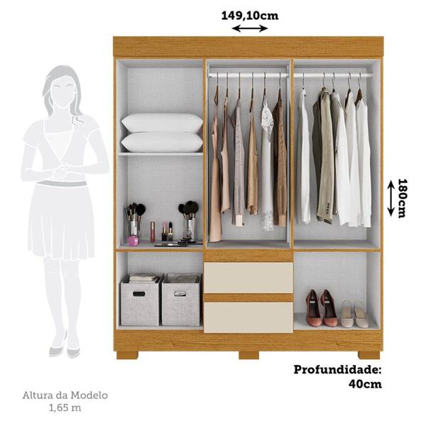 Imagem de Guarda-roupa Casal 149,10cm 6 Portas e 2 Gavetas Chantrieri Espresso Móveis