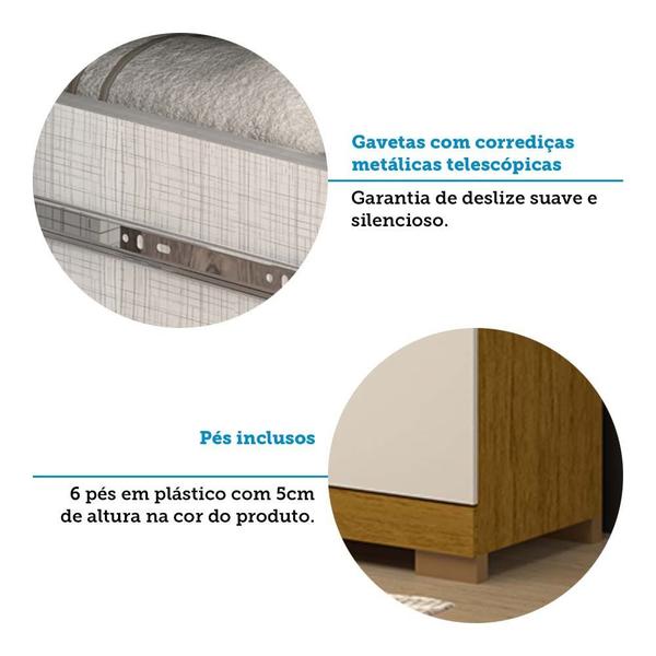 Imagem de Guarda-roupa Casal 164,10cm 6 Portas 2 Gavetas com Espelho 100% Mdf Papoulas Espresso Móveis