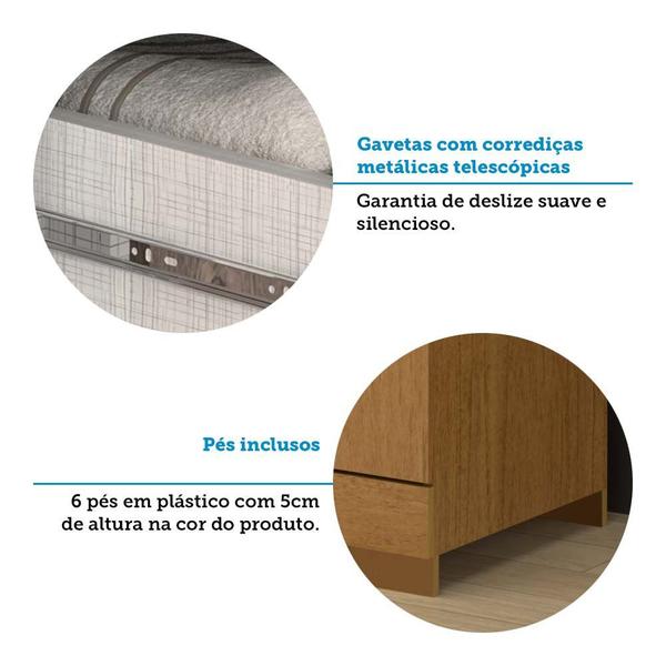 Imagem de Guarda-roupa Casal 164,10cm 6 Portas 2 Gavetas com Espelho 100% Mdf Papoulas Espresso Móveis