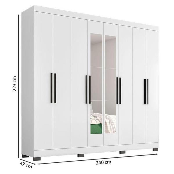 Imagem de Guarda Roupa Casal 1684 Com Espelho Multiuso 6020 E Cômoda 8000 Branco New Pés - Araplac