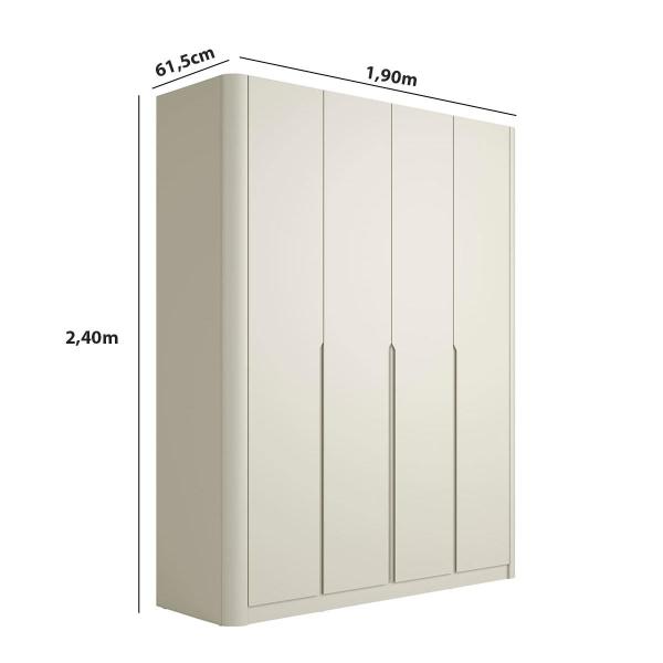 Imagem de Guarda Roupa Casal 190cm com 4 Portas de Abrir 100% MDF