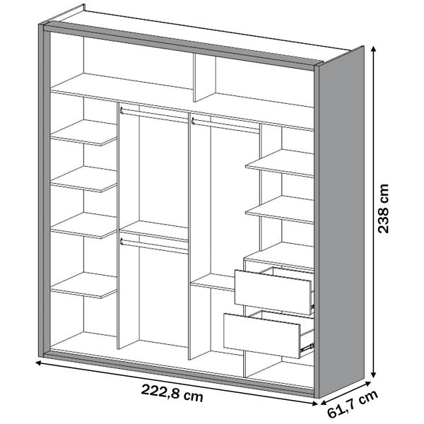 Imagem de Guarda-Roupa Casal 2 Portas 2 Gavetas com Espelho 100% Mdf Freijo/Off White Tw602e - Dalla Costa