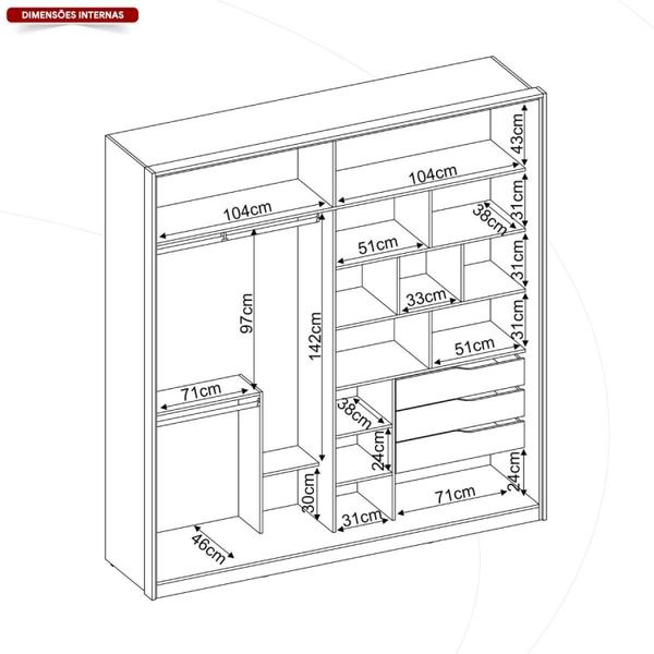 Imagem de Guarda-roupa Casal 2 Portas 3 Gavetas Belga