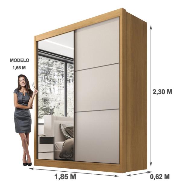 Imagem de Guarda Roupa Casal 2 Portas 3 Gavetas com Espelho 100% MDF Grécia