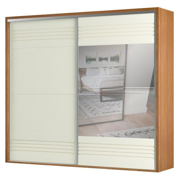 Imagem de Guarda-Roupa Casal 2 Portas 4 Gavetas com Espelho 100% Mdf Freijo/Off White Tw603e  Dalla Costa