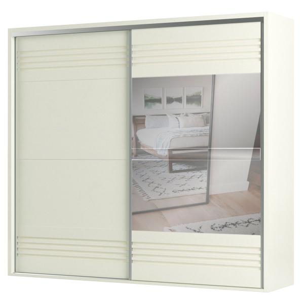 Imagem de Guarda-Roupa Casal 2 Portas 4 Gavetas com Espelho 100% Mdf Off White Tw603e  Dalla Costa