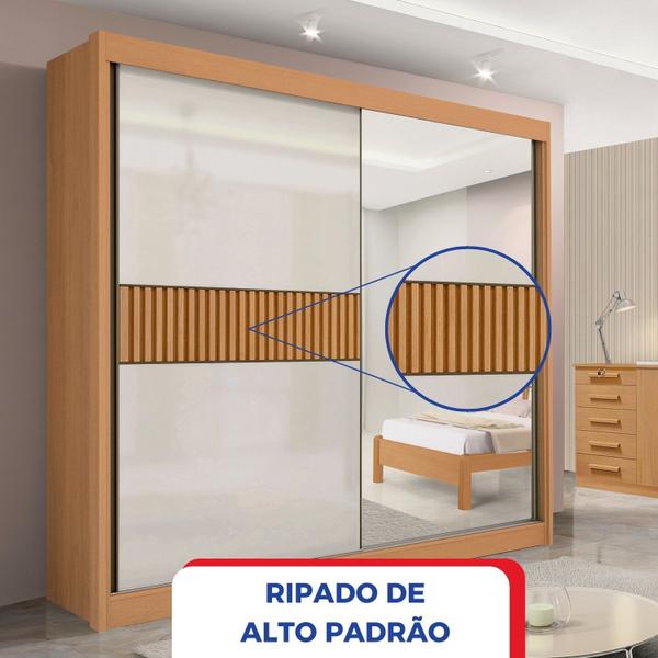 Imagem de Guarda-roupa Casal 2 Portas 6 Gavetas 100% Mdf Coliseu Ripado