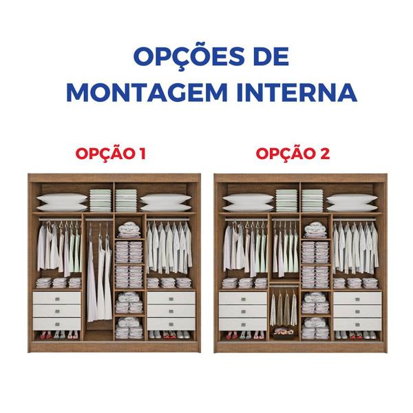 Imagem de Guarda-roupa Casal 2 Portas 6 Gavetas 100% Mdf Coliseu Ripado Ype Off White