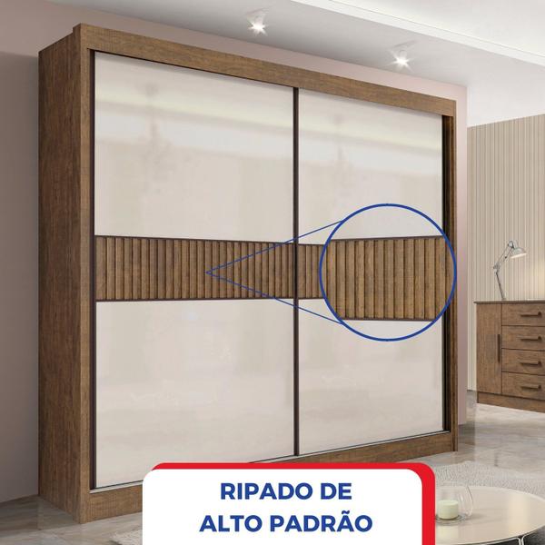 Imagem de Guarda-roupa Casal 2 Portas 6 Gavetas 100% Mdf Hawai Ripado