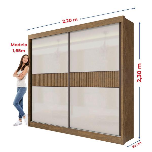 Imagem de Guarda-roupa Casal 2 Portas 6 Gavetas 100% Mdf Hawai Ripado