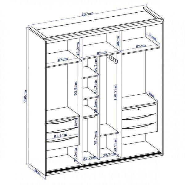 Imagem de Guarda-Roupa Casal 2 Portas 6 Gavetas 207cm Eleganza