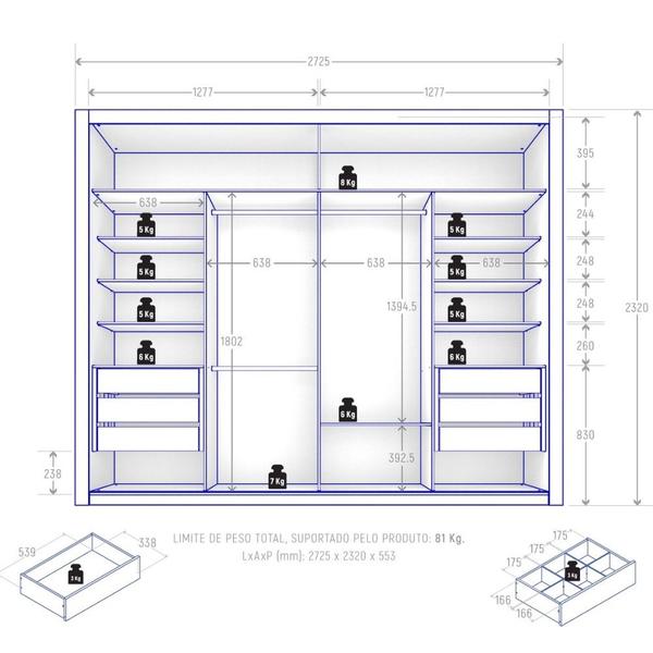 Imagem de Guarda Roupa Casal 2 Portas 6 Gavetas Imperador Plus Zanzini