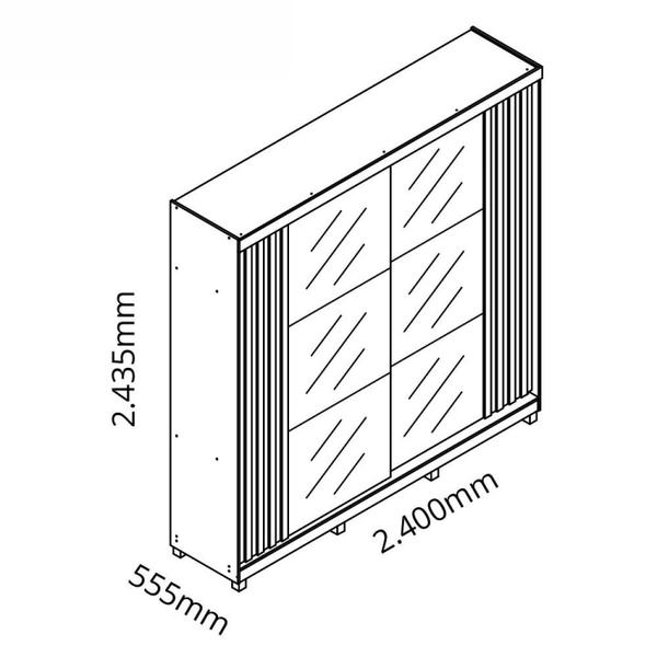 Imagem de Guarda Roupa Casal 2 Portas com 2 Portas Espelho com Pés Ares Ripado
