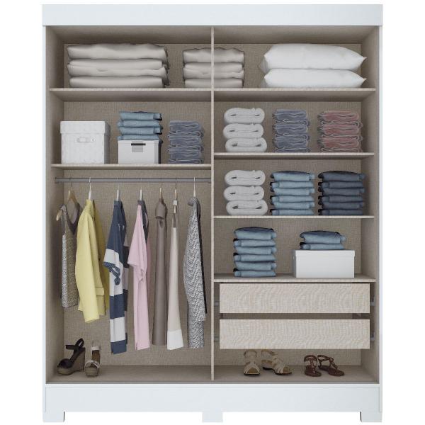 Imagem de Guarda-Roupa Casal 2 Portas de Correr 2 Gavetas Flex Branco/Rosa Chá B66 - Briz