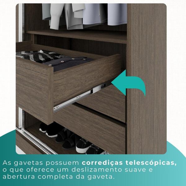 Imagem de Guarda-Roupa Casal 2 Portas de Correr 6 Gavetas Fortaleza - Mais Móveis