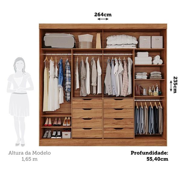 Imagem de Guarda-roupa Casal 2 Portas de Correr 8 Gavetas com Espelho 100% Mdf Siena Espresso Móveis