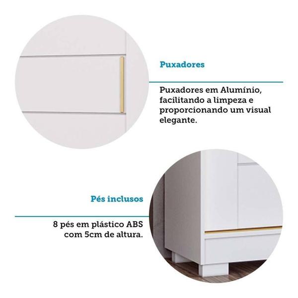 Imagem de Guarda-roupa Casal 2 Portas de Correr 8 Gavetas com Pés 100% Mdf Siena Espresso Móveis