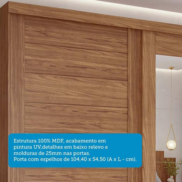 Imagem de Guarda-roupa Casal 2 Portas de Correr 8 Gavetas com Pés 100% Mdf Siena Espresso Móveis