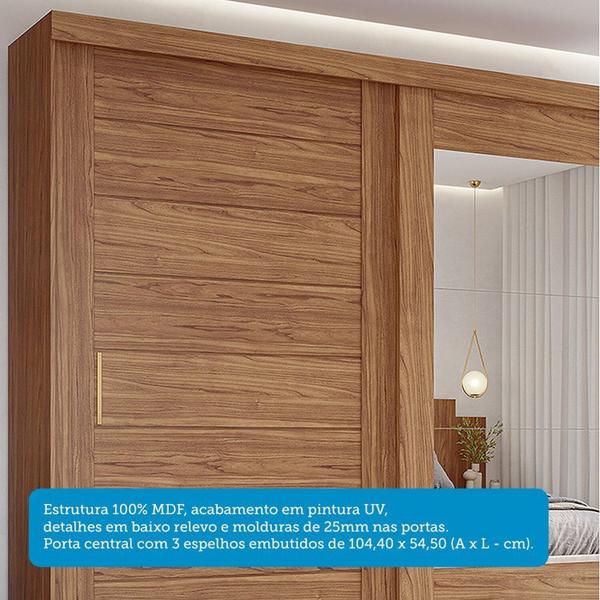 Imagem de Guarda-roupa Casal 2 Portas de Correr 8 Gavetas com Pés 100% Mdf Siena Espresso Móveis