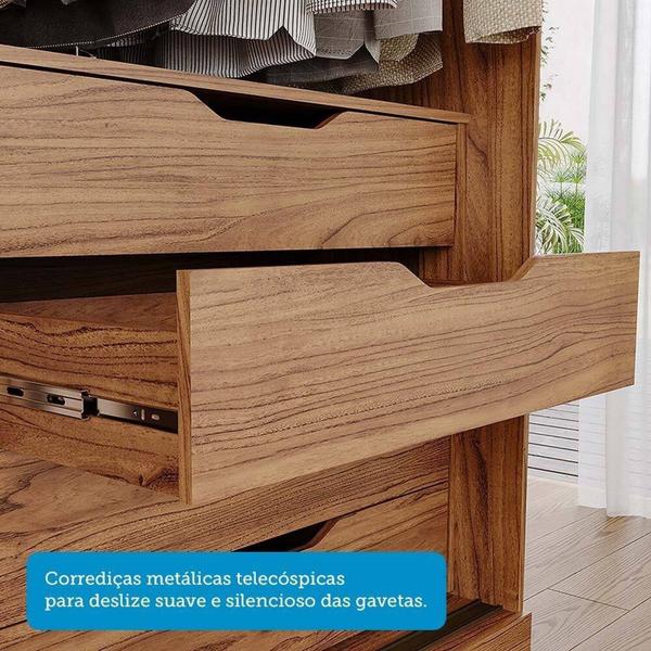 Imagem de Guarda-roupa Casal 2 Portas de Correr 8 Gavetas com Pés 100% Mdf Siena Espresso Móveis