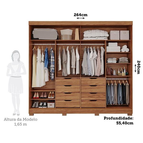 Imagem de Guarda-roupa Casal 2 Portas de Correr 8 Gavetas com Pés 100% Mdf Siena Espresso Móveis